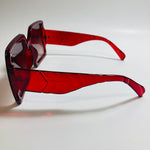 womens red and gray square oversize sunglasses