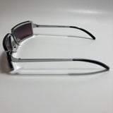 mens and womens silver wrap sunglasses with black lenses