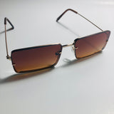 mens and womens brown and gold square retro sunglasses
