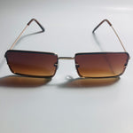 mens and womens brown and gold square retro sunglasses