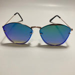 womens gold and blue mirrored sunglasses