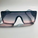womens gray and pink oversize shield sunglasses with rhinestones