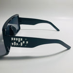 womens black oversize shield sunglasses with rhinestones