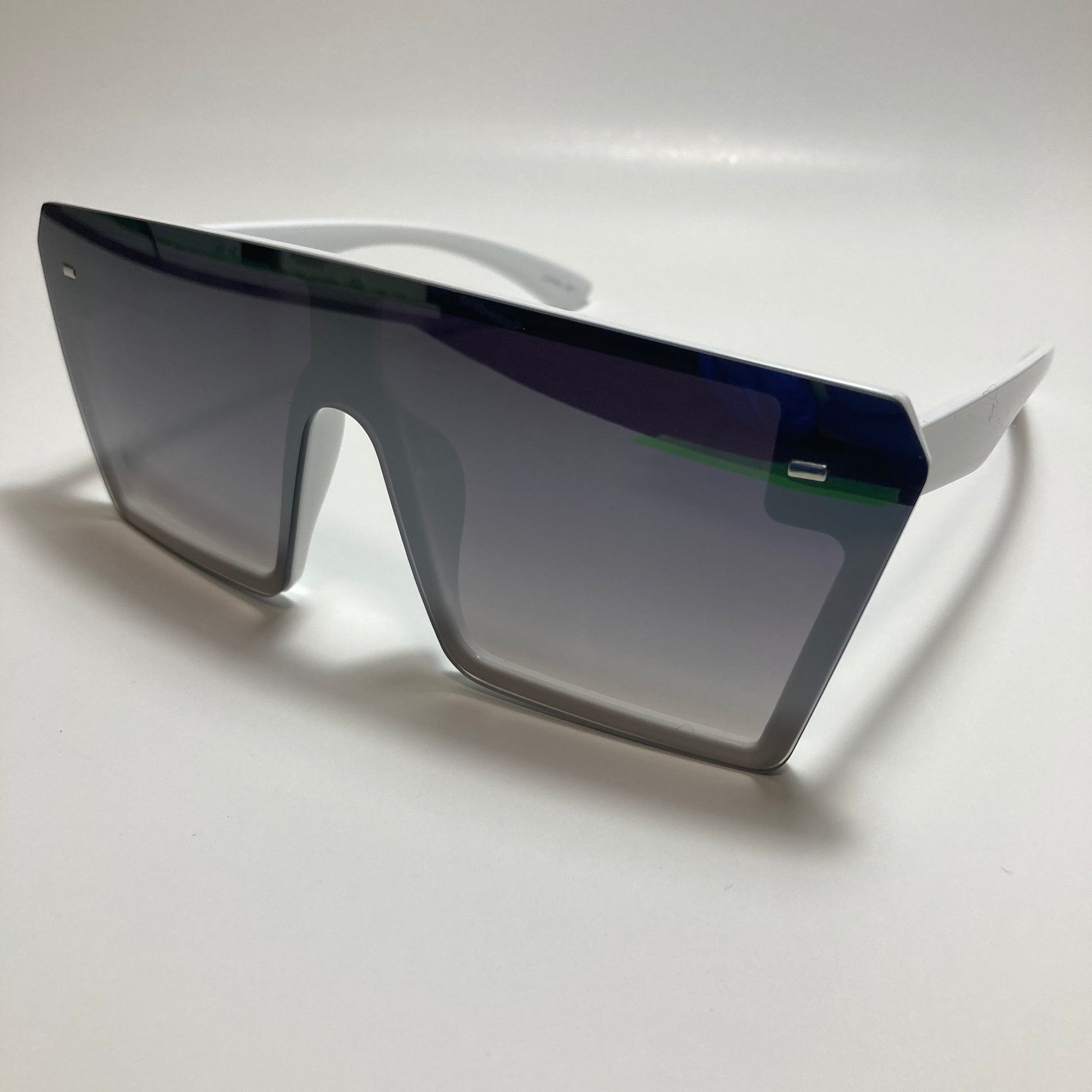 womens white and gray mirrored shield sunglasses