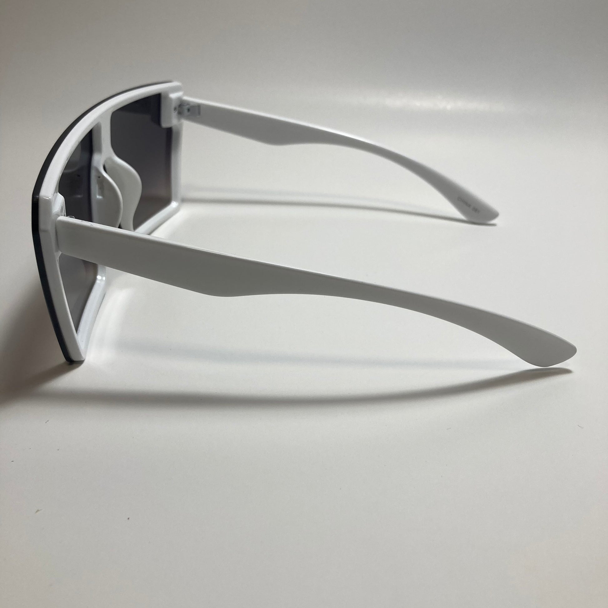 womens white and gray mirrored shield sunglasses