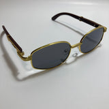 mens and womens black and gold oval sunglasses