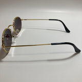 mens and womens small gold round sunglasses with black lenses 