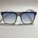 womens white oversize square sunglasses with blue lenses