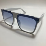 womens white oversize square sunglasses with blue lenses