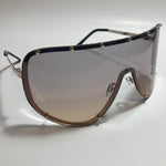 womens brown and gold oversize shield sunglasses