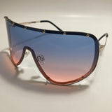 womens pink blue and gold oversize shield sunglasses