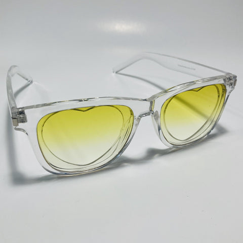 yellow womens heart shape sunglasses with clear frame