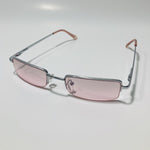 womens and mens pink and silver metal square sunglasses