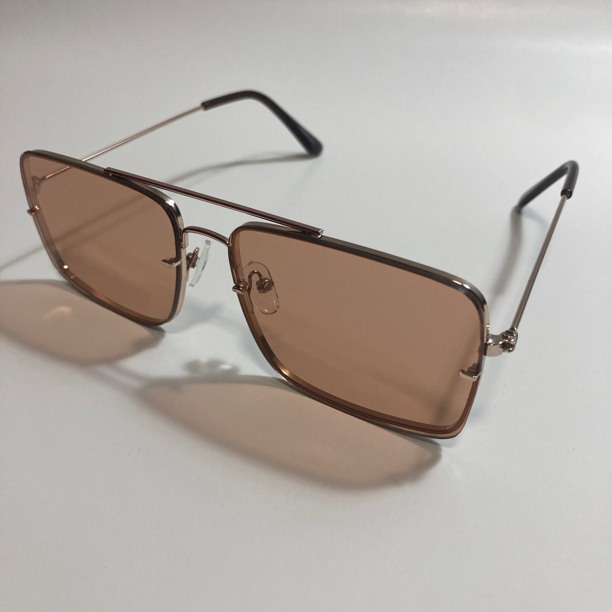 mens and womens brown and gold aviator sunglasses