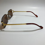 mens and womens brown and gold rimless square sunglasses 