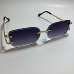 mens and womens black and gold rimless square sunglasses 