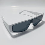 mens and womens white futuristic sunglasses with black lenses