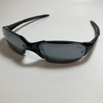 mens and womens black and silver wrap around sunglasses