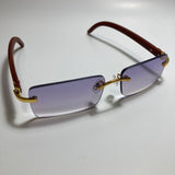 mens and womens purple rimless square sunglasses 