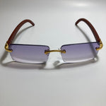 mens and womens purple rimless square sunglasses 