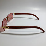 mens and womens red rimless square sunglasses 