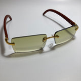 mens and womens yellow rimless square sunglasses 