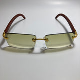 mens and womens yellow rimless square sunglasses 