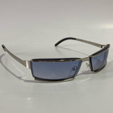 mens and womens silver wrap sunglasses with blue lenses