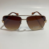 mens brown and gold square aviator sunglasses