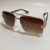 mens brown and gold square aviator sunglasses