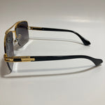 mens black and gold square aviator sunglasses
