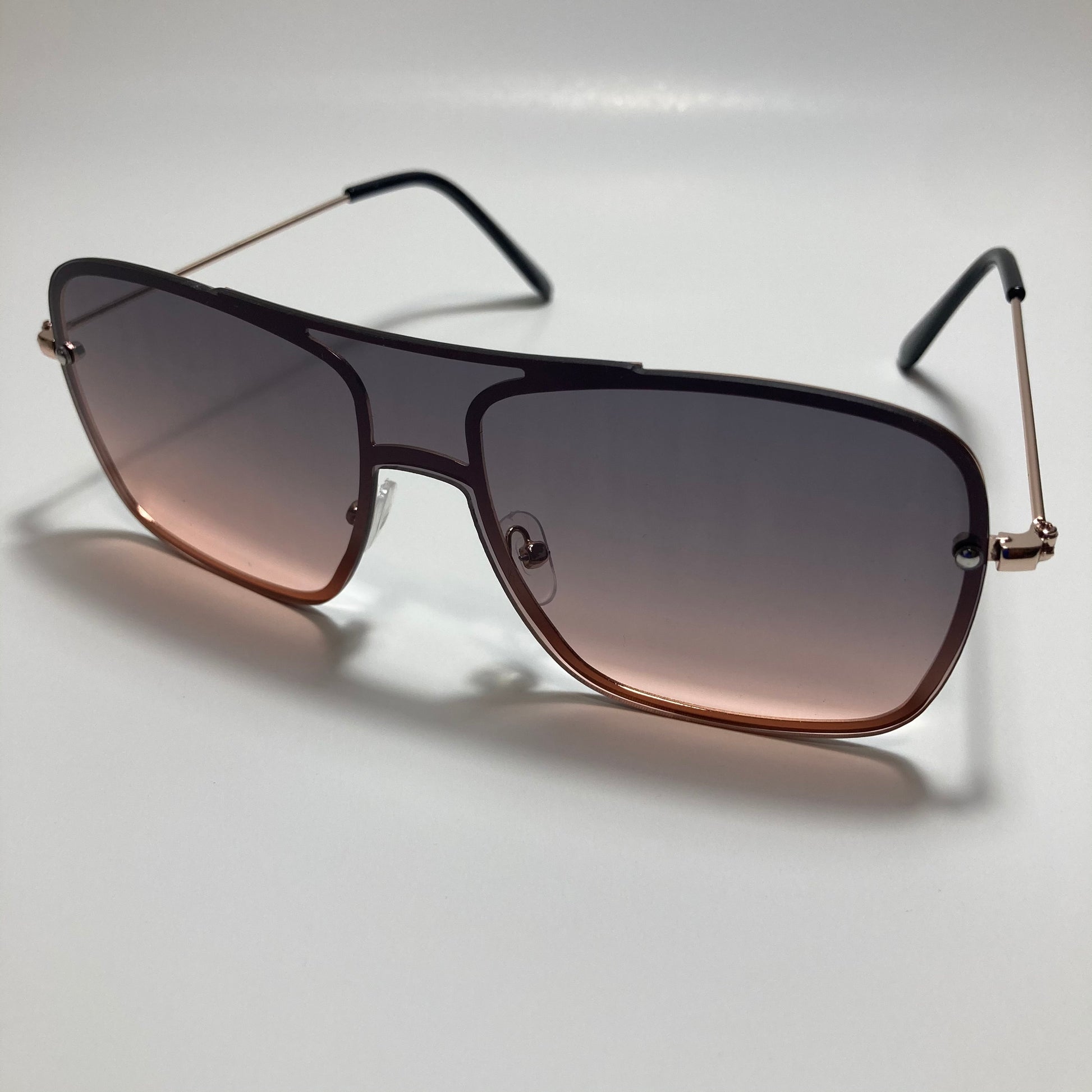 mens and womens pink black and gold shield aviator sunglasses