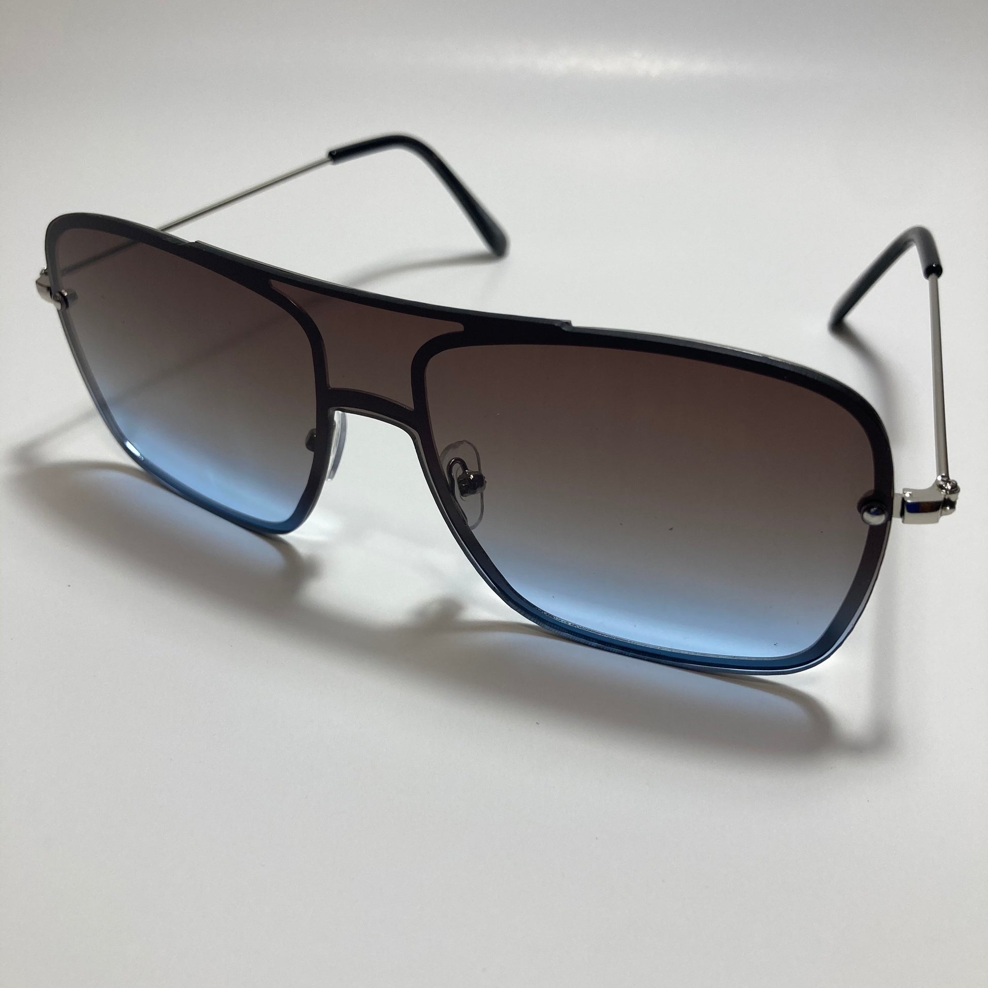 mens and womens black and silver shield aviator sunglasses
