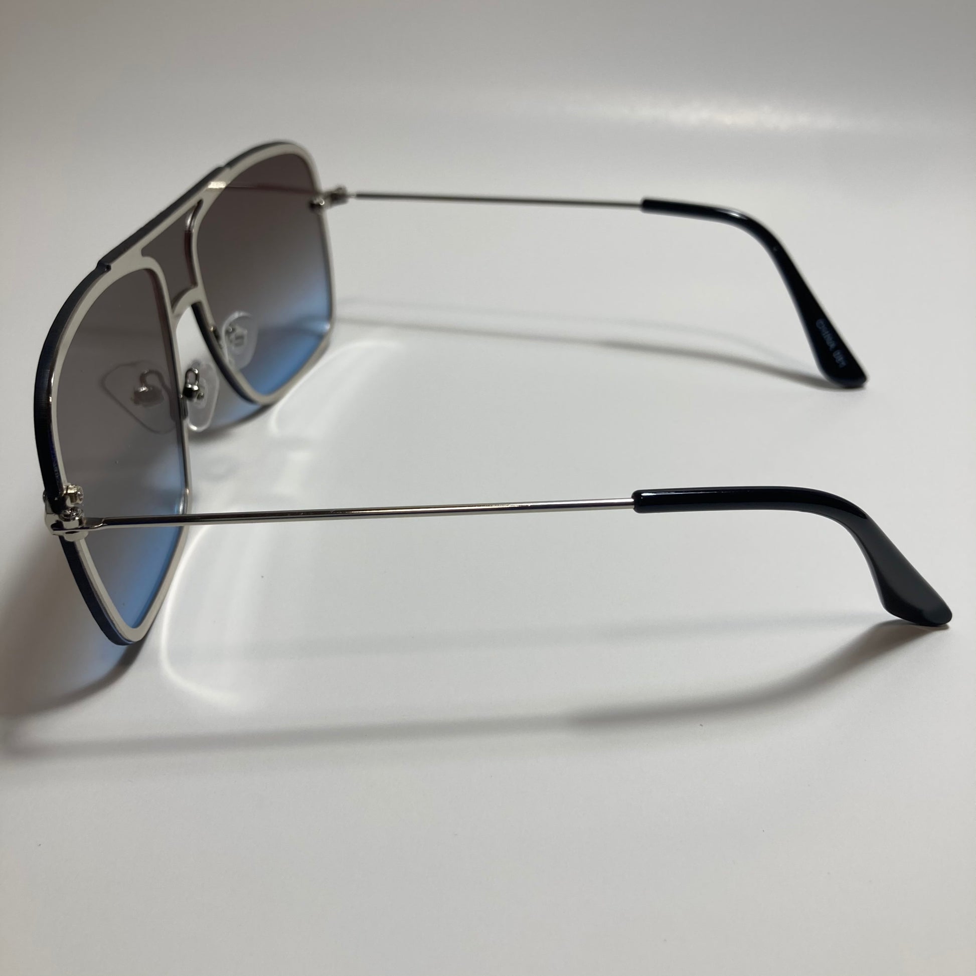 mens and womens black and silver shield aviator sunglasses