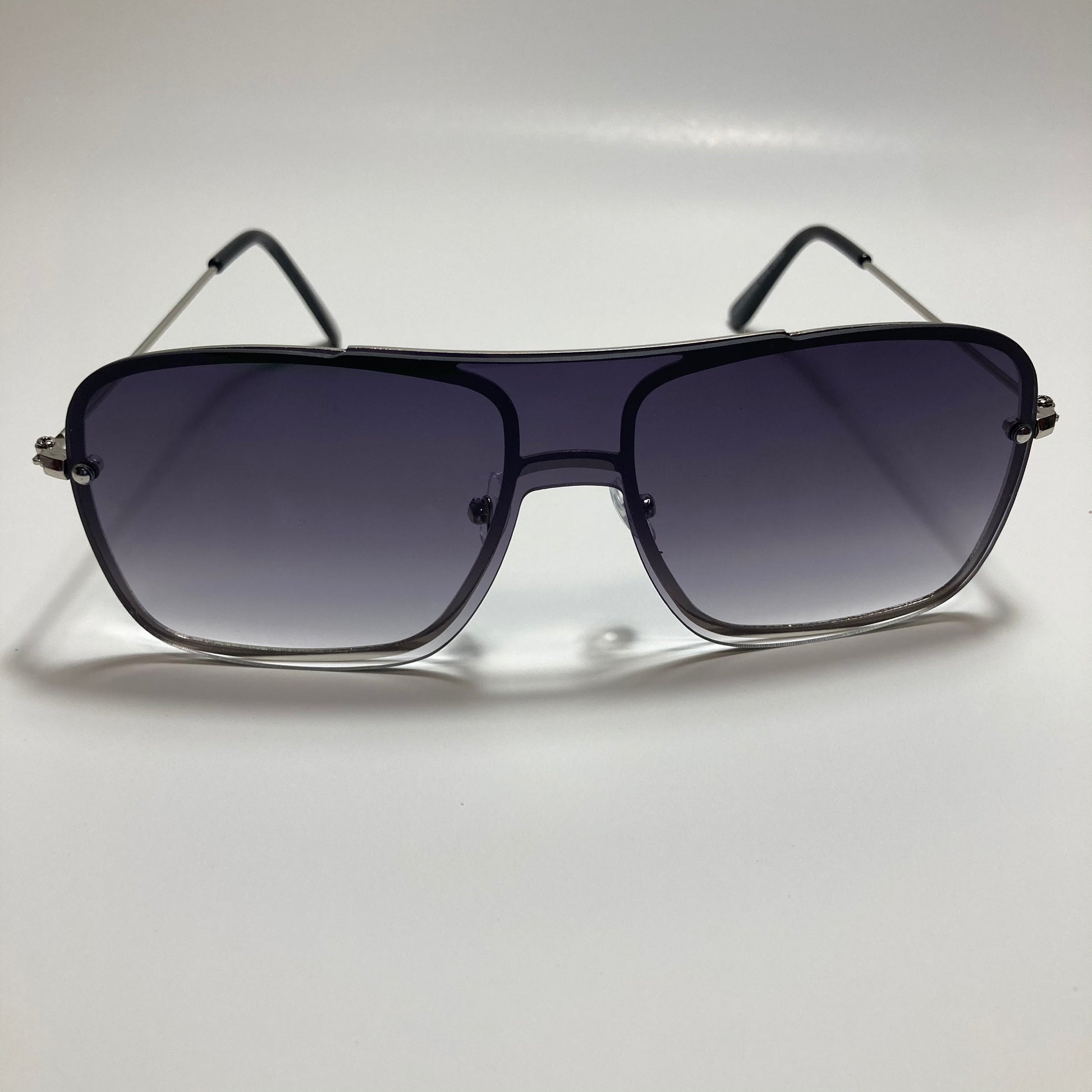 mens and womens black and silver shield aviator sunglasses