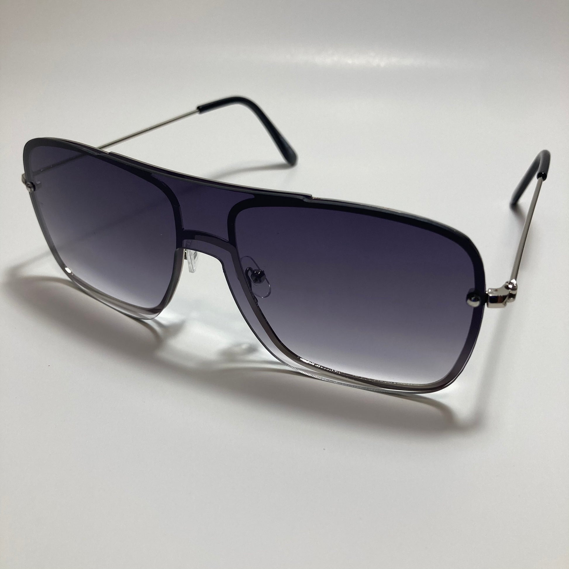 mens and womens black and silver shield aviator sunglasses