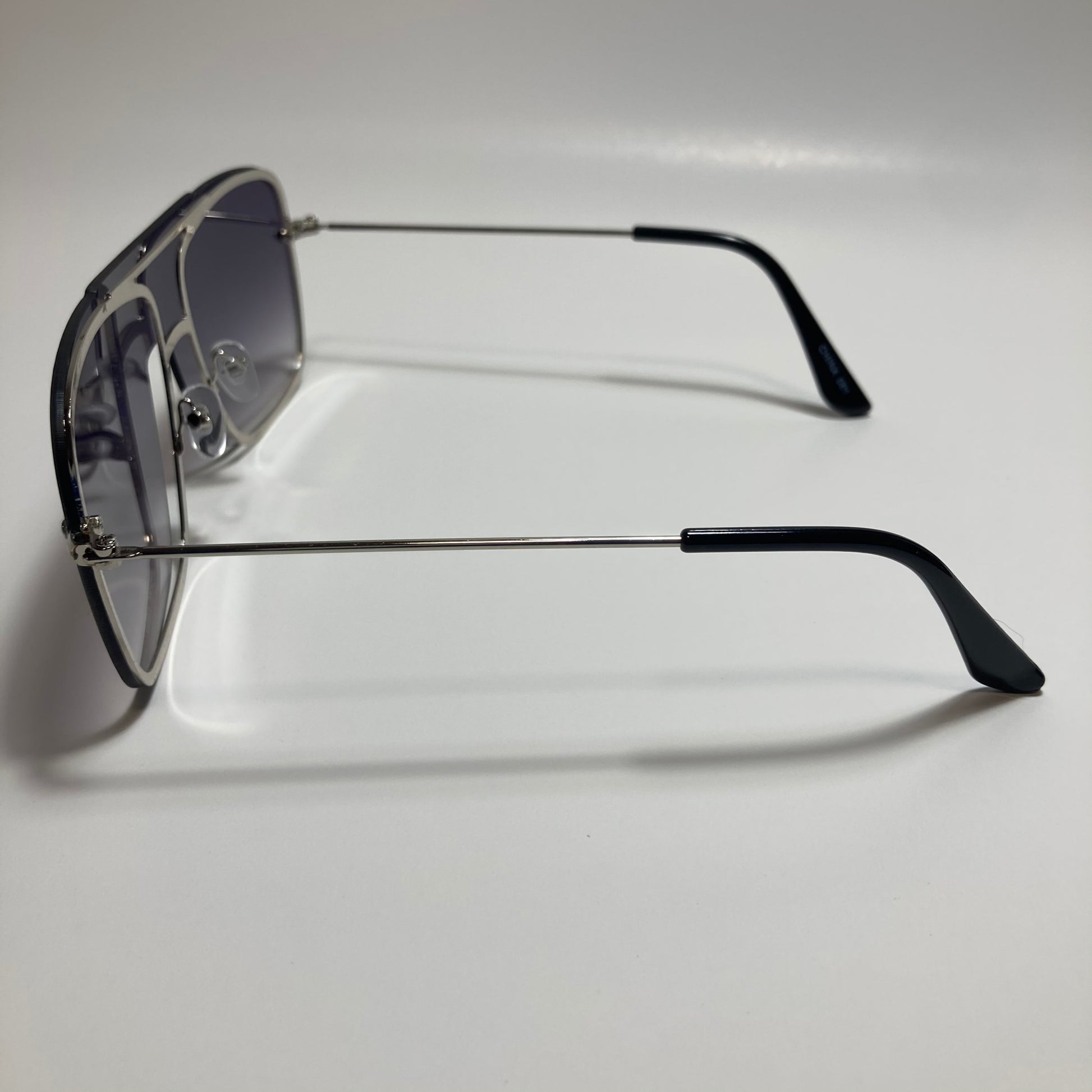 mens and womens black and silver shield aviator sunglasses
