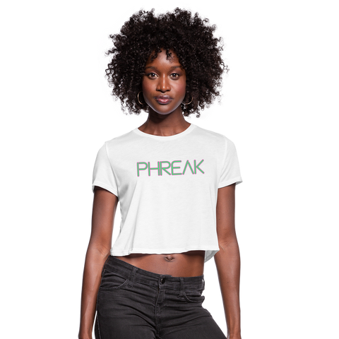 Phreak Spellout Women's Premium Cropped T-Shirt - white